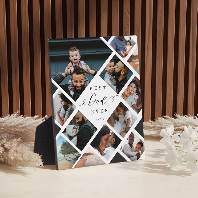 Bester Vater je ModerneFoto Collage Geschenk Keepa Fotoplatte (Best Dad Ever ModernPhoto Collage Gift Keepsake Plaque)