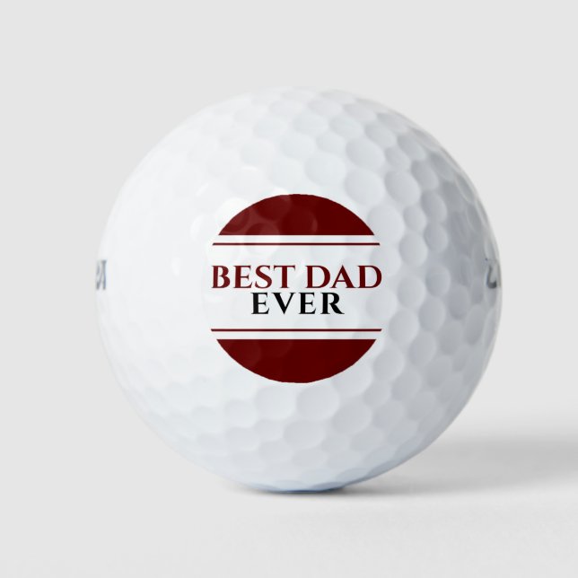 Bester Vater je Moderner Rotschwarzer Vater Golfball (Vorderseite)