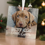 Bester Vater je Modernes, benutzerdefiniertes Foto Ornament Aus Glas<br><div class="desc">Dieses einfache und klassische Design besteht aus Serifentypografie und fügt ein benutzerdefiniertes Foto hinzu</div>