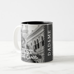 Bester Vater je Modernes Cooles Stitch-Foto Zweifarbige Tasse