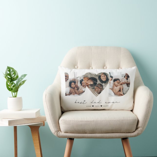 Bester Vater je Modernes Foto Collage Geschenk für Lendenkissen (Stuhl )