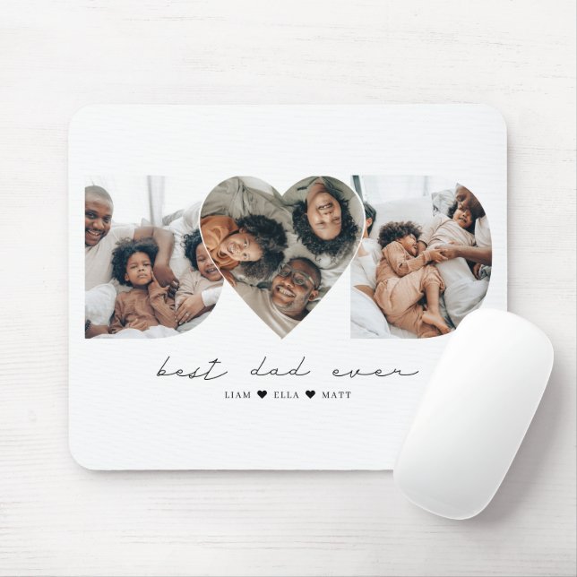 Bester Vater je Modernes Foto Collage Geschenk für Mousepad (Mit Mouse)