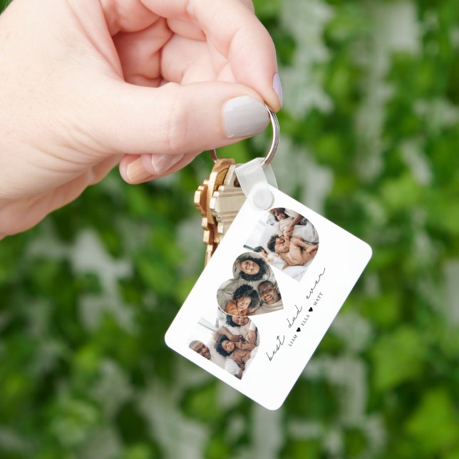 Bester Vater je Modernes Foto Collage Geschenk für Schlüsselanhänger (Hand)