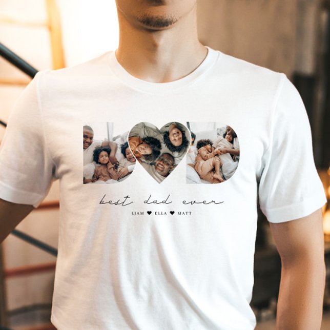Bester Vater je Modernes Foto Collage Geschenk für T-Shirt (Von Creator hochgeladen)