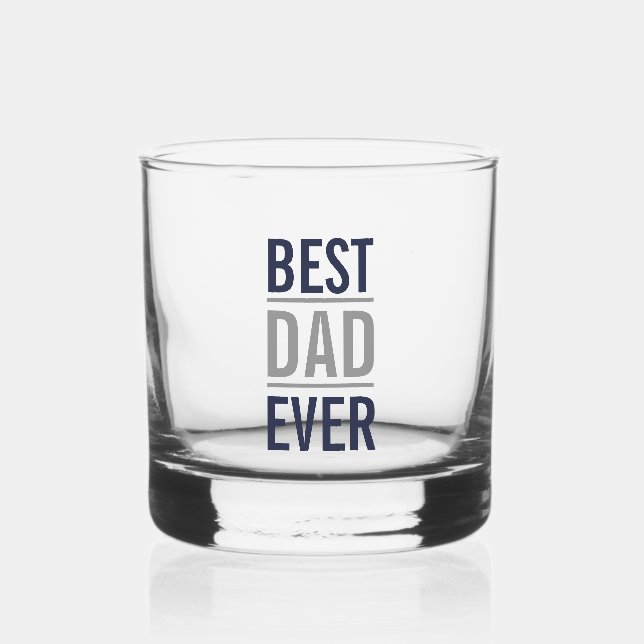 Bester Vater je | Modernes Navy Blue und Grau Whiskyglas (Vorderseite)