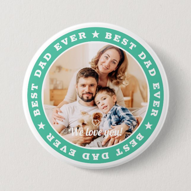 Bester Vater je Modernes Star Custom Foto Button (Vorderseite)