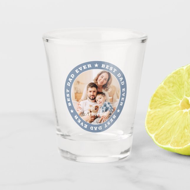 Bester Vater je Modernes Star Custom Foto Schnapsglas (Vorderseite)