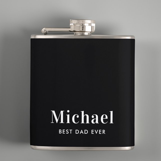 Bester Vater je Monogramm Schwarz Flachmann (Von Creator hochgeladen)