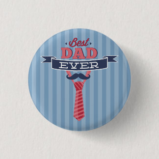 Bester Vater je Mustache und Krawatte Blaue Streif Button