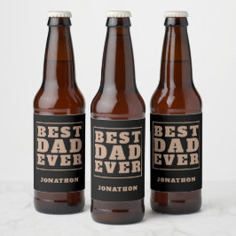 Bester Vater je Name Typografie Black Bierflaschenetikett