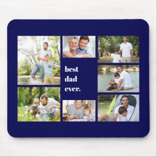 Bester Vater je Navy Blue Foto Collage Mousepad