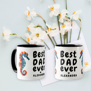 Bester Vater je Niedliches farbiges Seepferd Vater Tasse