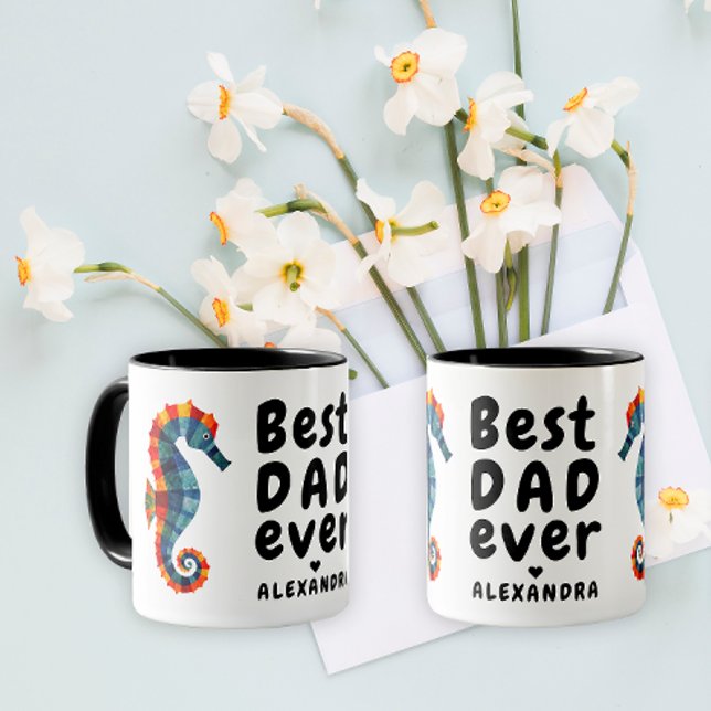 Bester Vater je Niedliches farbiges Seepferd Vater Tasse (Von Creator hochgeladen)