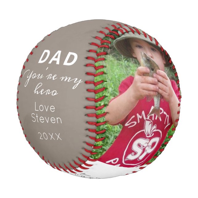 Bester Vater je Niedliches Foto Personalisiert Baseball (Schrägansicht)