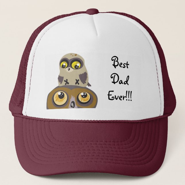 Bester Vater je!!! Owl Hat Truckerkappe (Vorderseite)