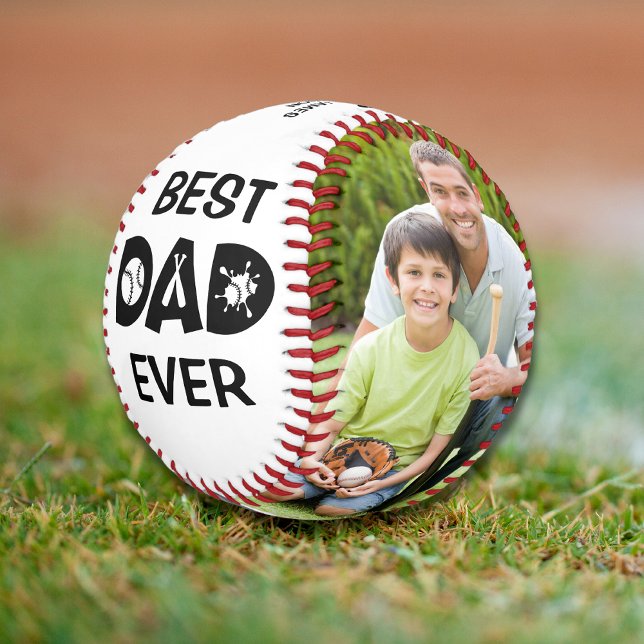 Bester Vater je Personalisierter Foto Name benutze Baseball (Von Creator hochgeladen)