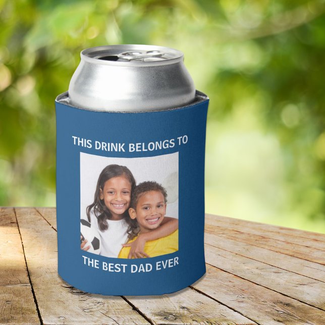 Bester Vater je Personalisiertes Foto Blau Dosenkühler (Celebrate the best dad ever with a custom photo can cooler - a gift that he will love, use and enjoy)