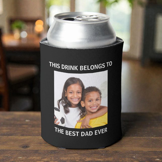 Bester Vater je Personalisiertes Foto Schwarz Dosenkühler (Best Dad Ever Personalized Photo Black Can Cooler)