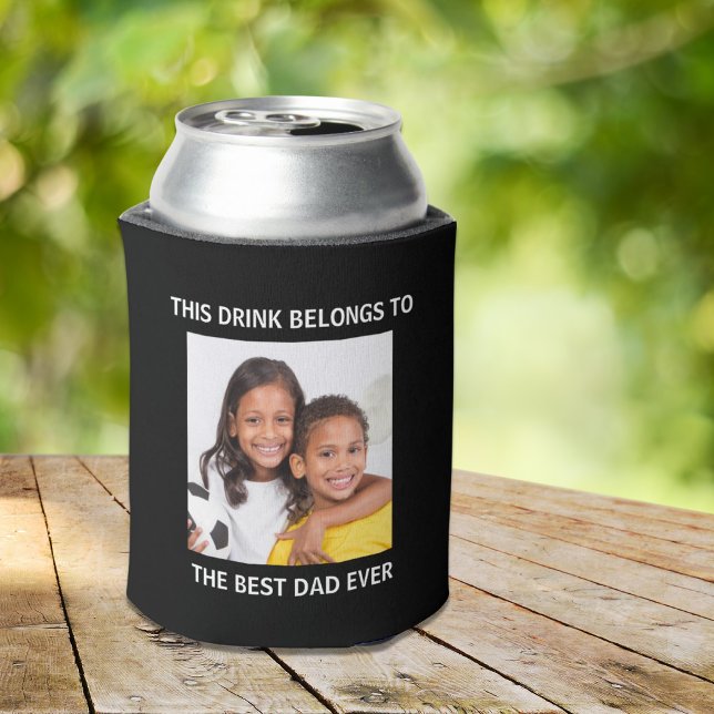 Bester Vater je Personalisiertes Foto Schwarz Dosenkühler (Celebrate the best dad ever with a custom photo can cooler - a gift that he will love, use and enjoy)