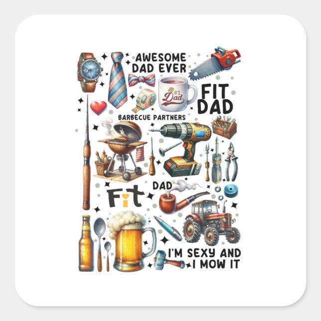 Bester Vater je Quadratischer Aufkleber (Vorderseite)