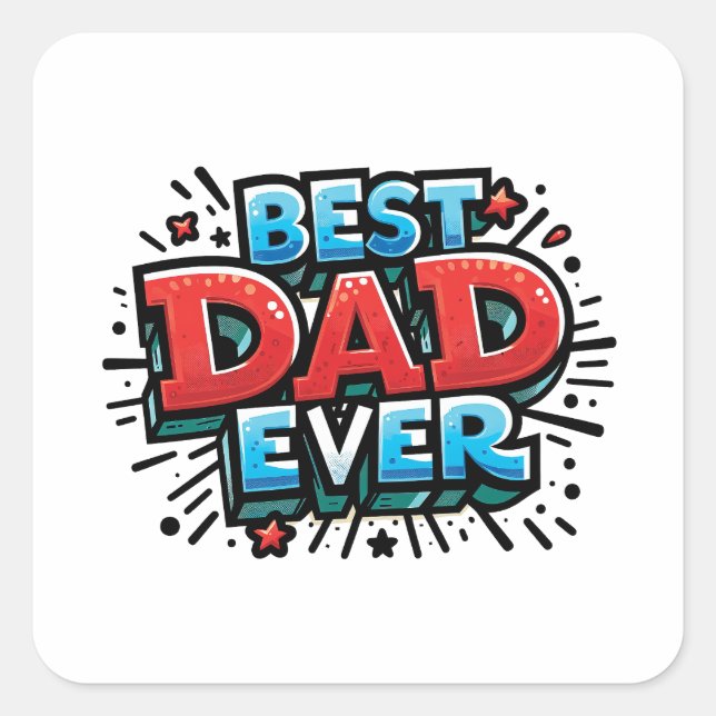 Bester Vater je Quadratischer Aufkleber (Vorderseite)