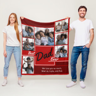 Bester Vater je Red Foto Collage Vatertag Fleecedecke