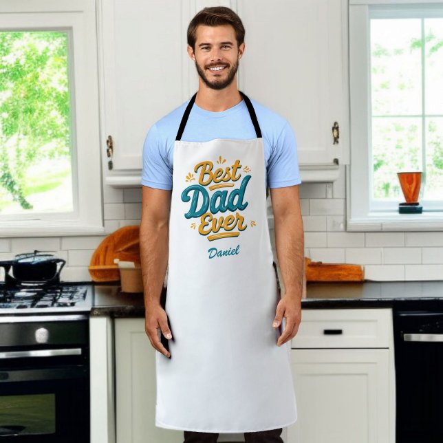 Bester Vater je | Retro Personalisiert Vatertag Schürze (Von Creator hochgeladen)