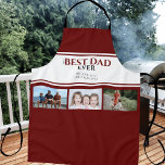 Bester Vater je Roter Vater Tag 3 FotoCollage Schürze<br><div class="desc">Bester Vater je Red Vatertag 3 Foto Collage Schürze. Das Design hat moderne Typografie in Schwarz und Rot,  elegante dunkelrote Streifen und eine 3-Foto-Collage. Personalisieren Sie Ihre Namen und fügen Sie Ihre Fotos hinzu. Großartiges Geschenk und Sake für einen Vater oder Großvater zum Geburtstag oder Geburtstag des Vaters.</div>