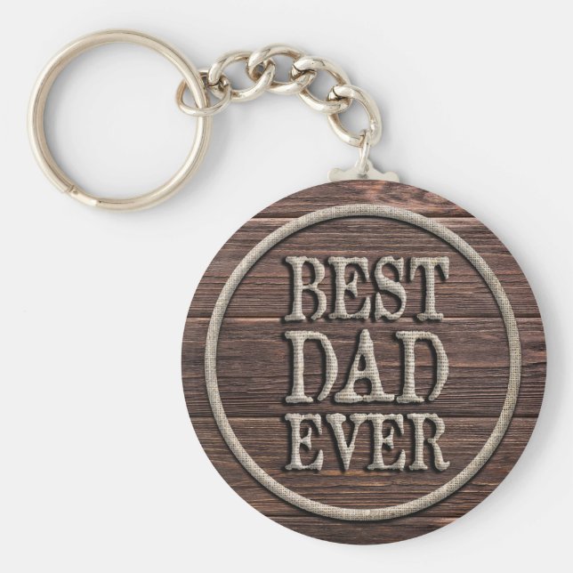 Bester Vater je Rustikal Burlap & Wood Schlüsselanhänger (Vorne)