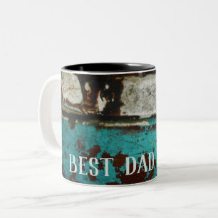Bester Vater je. Rustikal Rusty aquamarines Wasser Zweifarbige Tasse