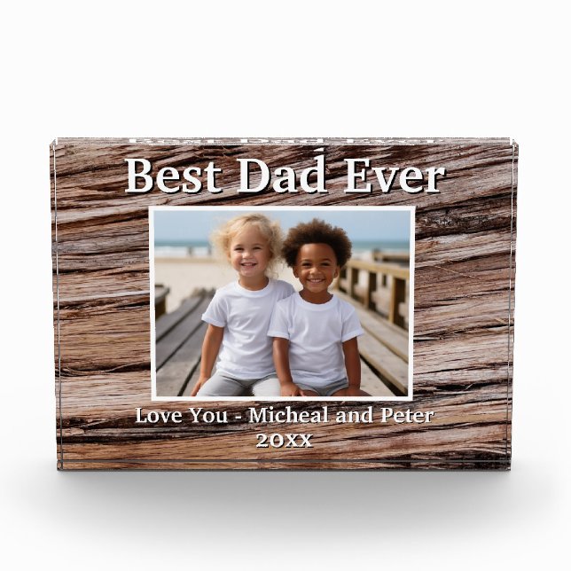 Bester Vater je rustikale Holzkornvorlage Fotoblock (Vorderseite)