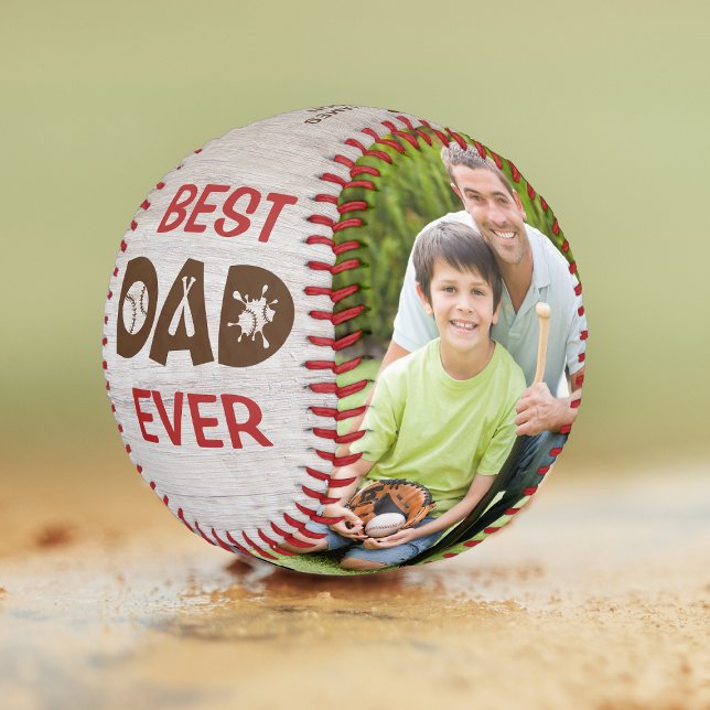 Bester Vater je rustikaler Baseball-Foto Name benu Baseball (Von Creator hochgeladen)