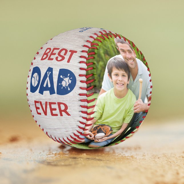 Bester Vater je rustikaler Baseball-Foto Name benu Baseball (Von Creator hochgeladen)