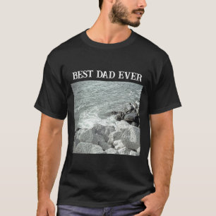 Bester Vater je Schwarz-Weiß-Foto an der Meeresküs T-Shirt
