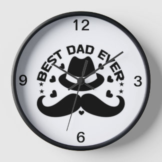 Bester Vater je Schwarz-weiß Hat Mustache Uhr