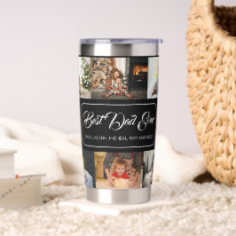 Bester Vater je schwarze FotoCollage Thermobecher