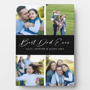 Bester Vater je Script Black 4 Foto Collage Plaque Fotoplatte