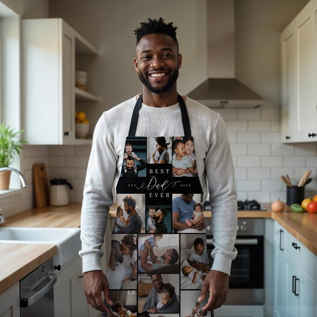 Bester Vater je Script Vathers Day Foto Collage Schürze (Best Father Ever Script Fathers Day Photo Collage Apron)