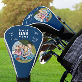Bester Vater je signiertes Foto Blau Personalisier Golf Headcover