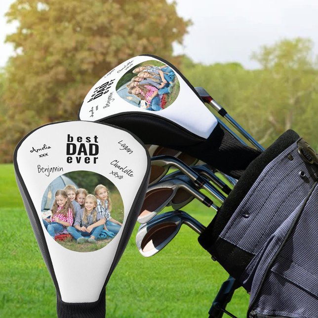 Bester Vater je signiertes Foto Weiß Personalisier Golf Headcover (Von Creator hochgeladen)