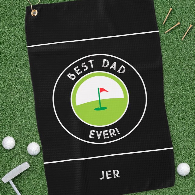 Bester Vater je Spaß Moderne Golfer Schwarz & Weiß Golfhandtuch (Von Creator hochgeladen)