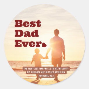Bester Vater je Sprichwörter 20:7 Christliche Bibe Runder Aufkleber