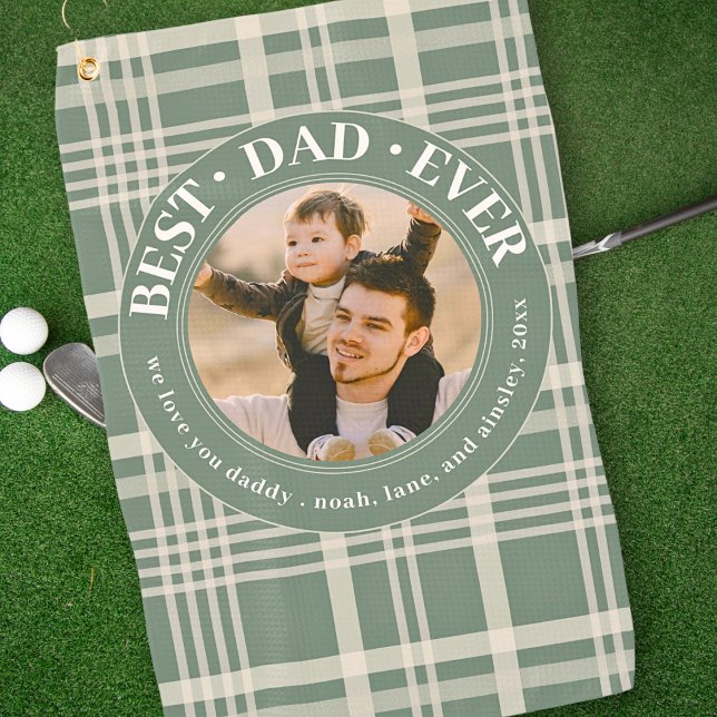 Bester Vater je Tag Kariertes Foto Golfhandtuch (Von Creator hochgeladen)