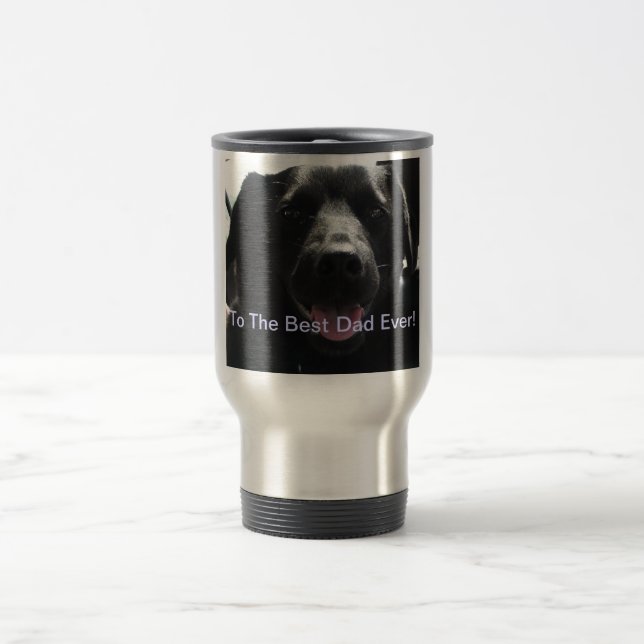 Bester Vater je Tasse mit Black Hund Foto (Mittel)