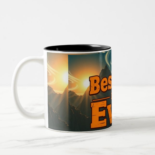 Bester Vater je Tasse - Retro Bergwelt Geschenk (Links)