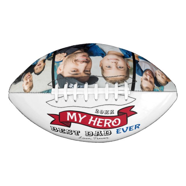 Bester Vater je Topografie Rote Banner FotoCollage Football (Vorderseite)