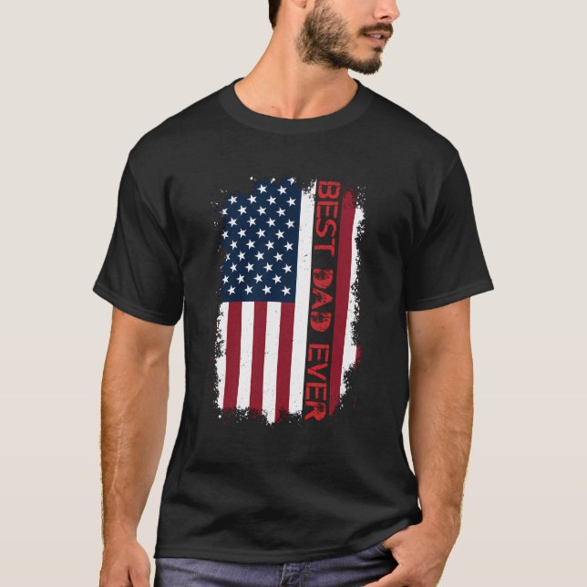 Bester Vater je US-amerikanische Flagge für Vaters T-Shirt (Vorderseite)