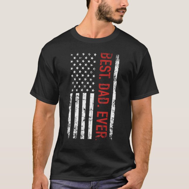 Bester Vater je US-amerikanische Flagge für Vatert T-Shirt (Vorderseite)