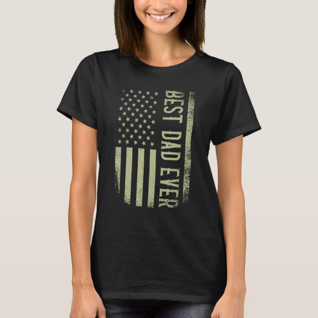 Bester Vater je US-amerikanischer Flaggenvater Pap T-Shirt (Vorderseite)