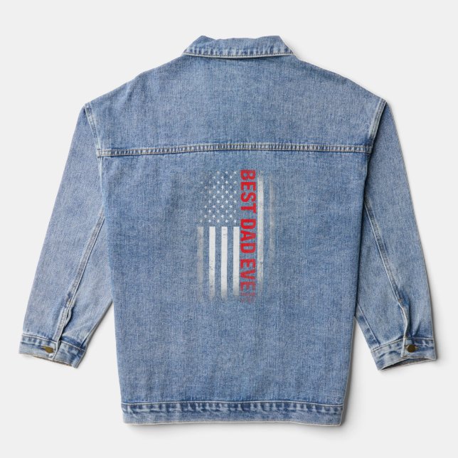Bester Vater je US-Flagge Amerikanischer Erstmalig Jeansjacke (Rückseite)